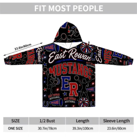 Cheer Inspired - East Rowan Mustangs - Adult Blanket Hoodie