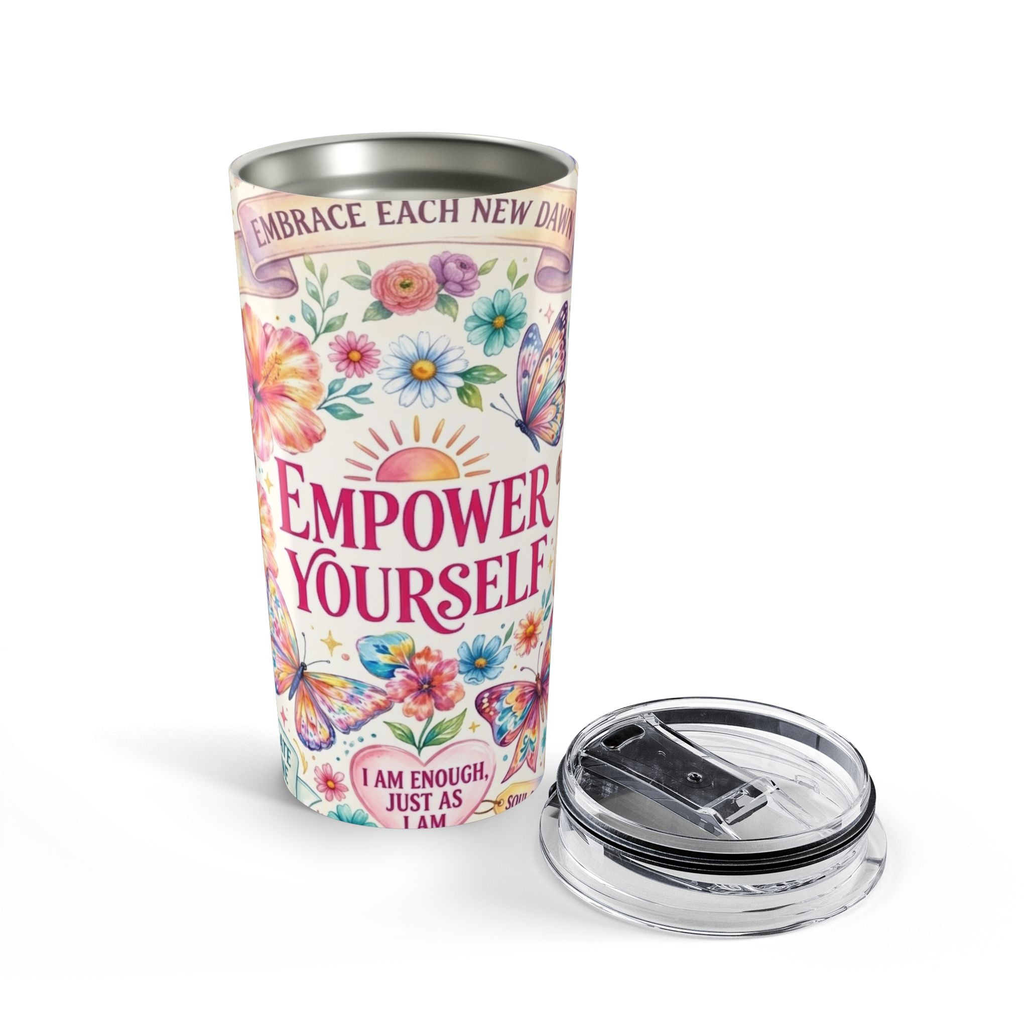 Empower Yourself 20oz Tumbler — Floral Inspirational Travel Mug