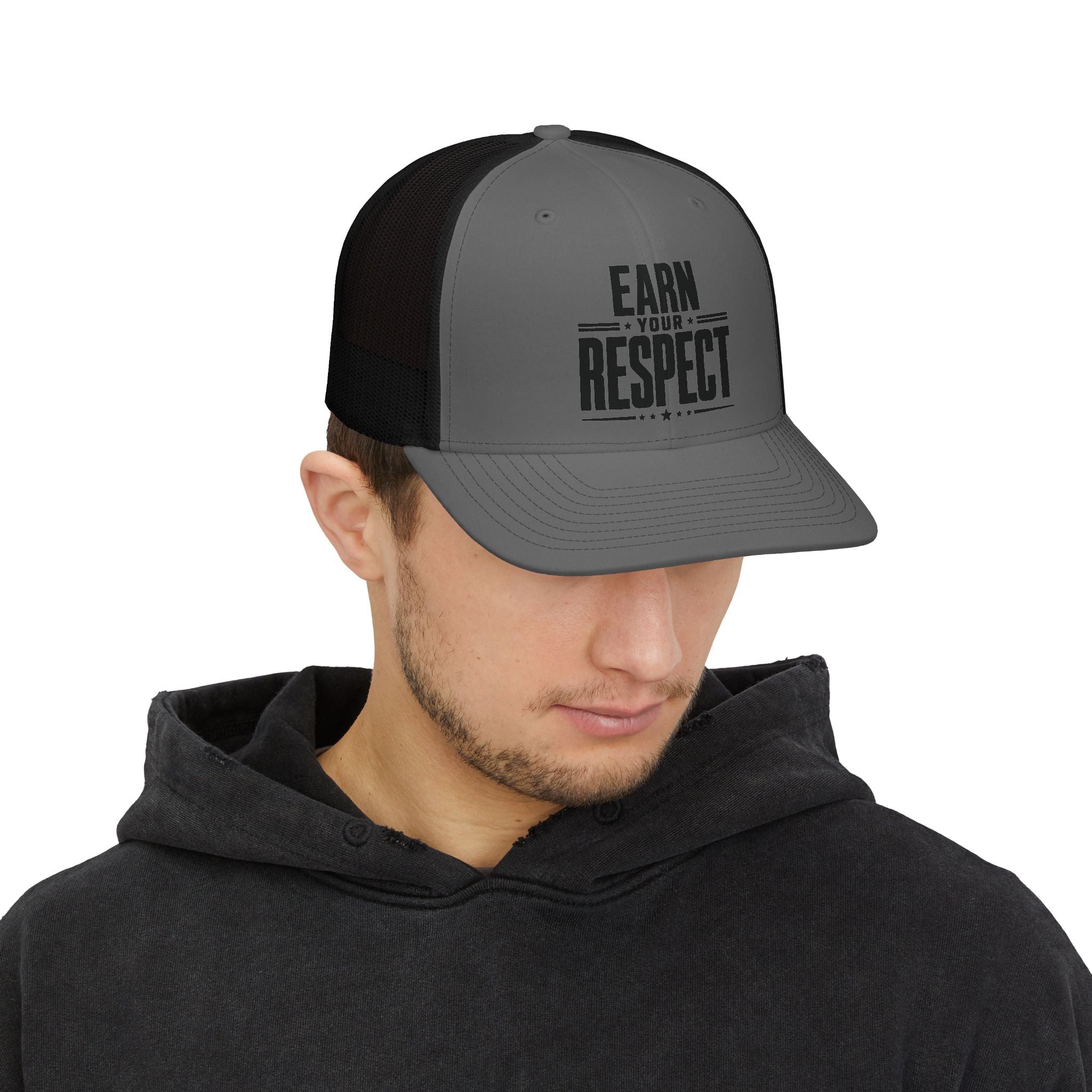 Men's Earn Your Respect Snapback Trucker Cap — Motivational Mesh Baseball Hat