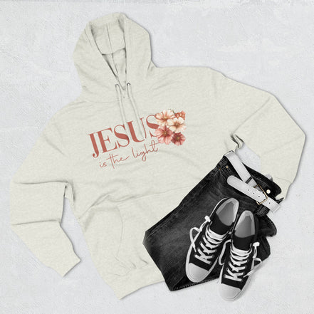 Jesus Is the Light Floral Cross Hoodie — Christian Faith Graphic Hoodie