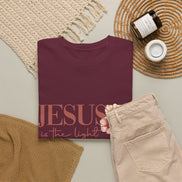 Jesus Is the Light T-Shirt — Floral Cross Christian Tee