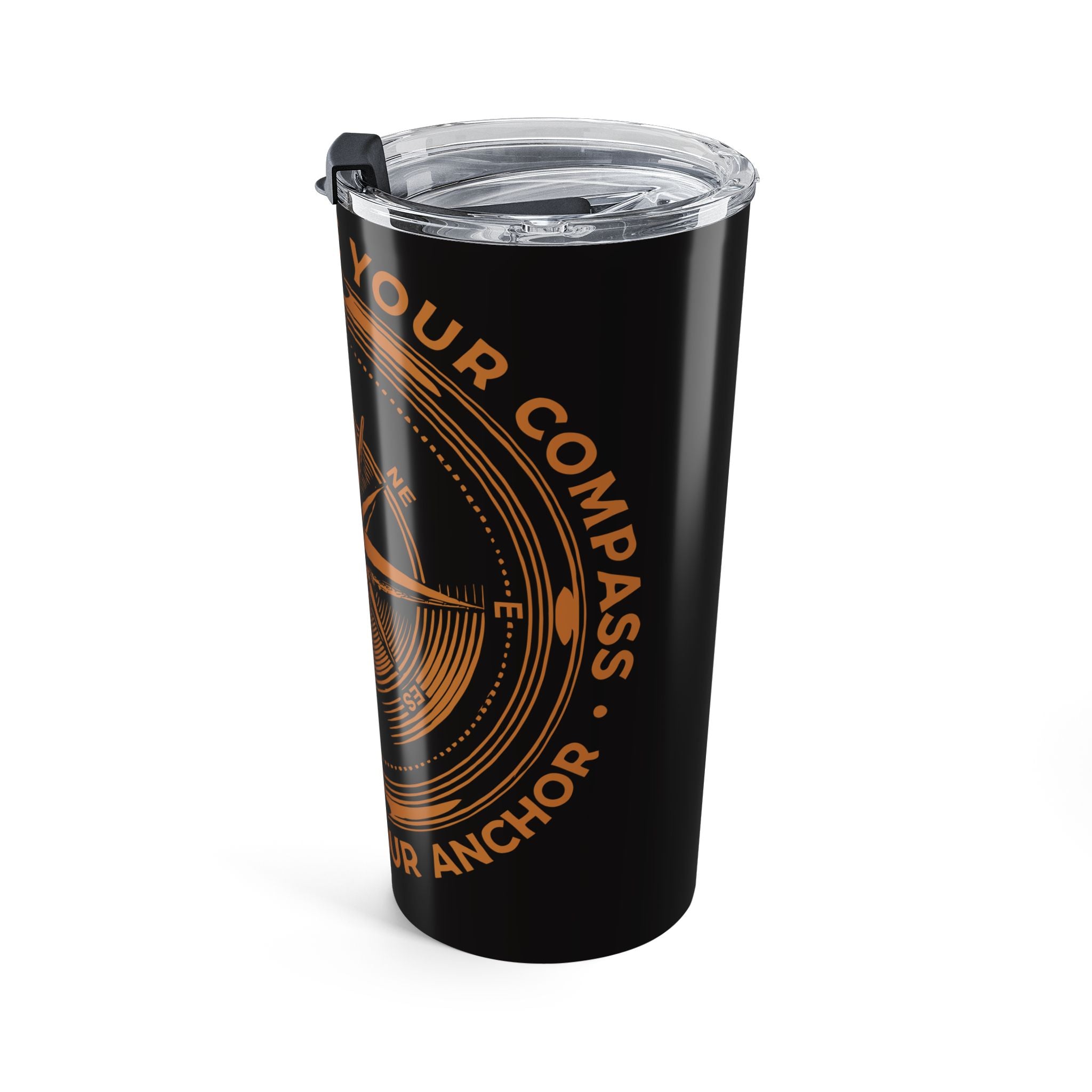 Men's Compass Stainless Steel Tumbler 20oz – 'Let the Past Be Your Guide, Never Your Anchor' Travel Mug