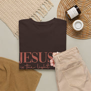 Jesus Is the Light T-Shirt — Floral Cross Christian Tee