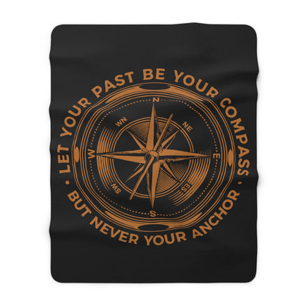 Men's Compass Inspirational Sherpa Blanket — "Let Your Past Be Your Compass" Motivational Throw