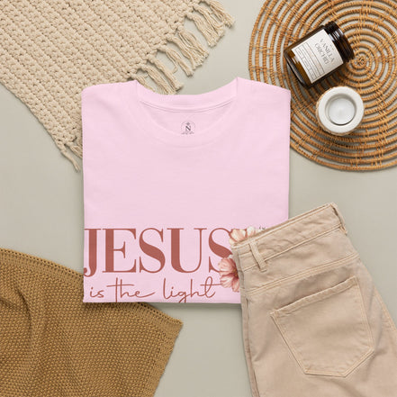 Jesus Is the Light T-Shirt — Floral Cross Christian Tee
