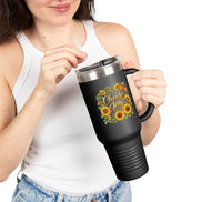40oz Insulated Travel Mug — 'Choose Joy' Sunflower Design