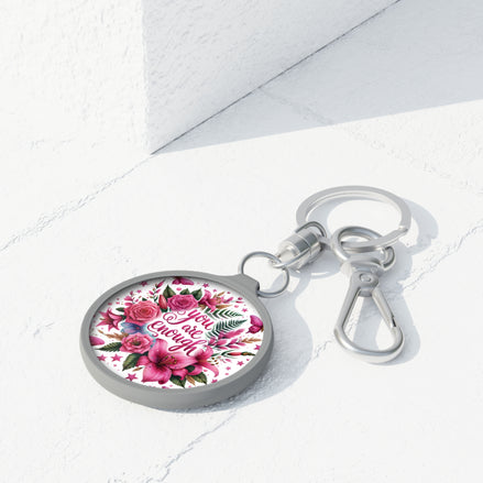 You Are Enough Floral Keyring Tag – Inspirational Keychain for Women, Self-Love Gift