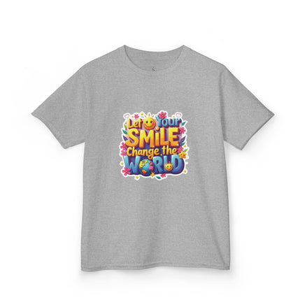 Girl's Back to School Kids Tee — "Let Your Smile Change the World" Colorful Inspirational Graphic