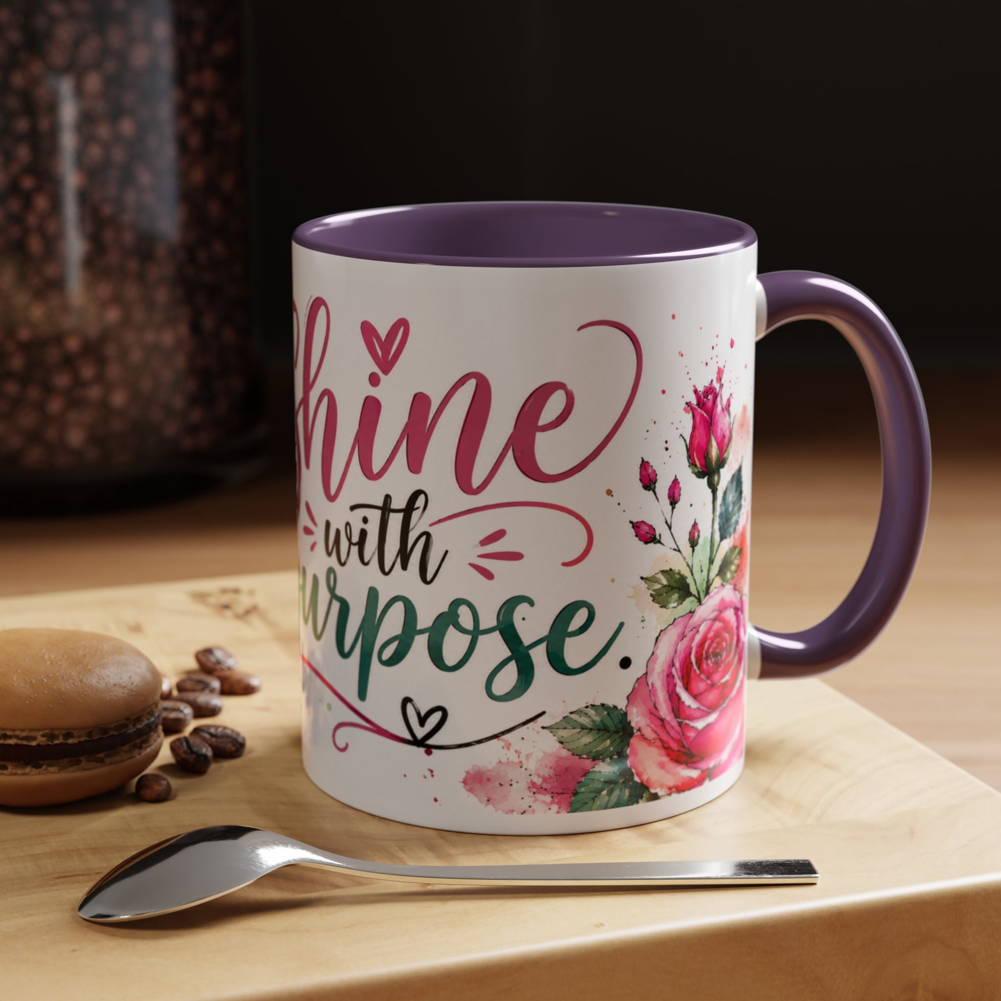 Shine With Purpose Floral Accent Coffee Mug — Inspirational 11oz Ceramic