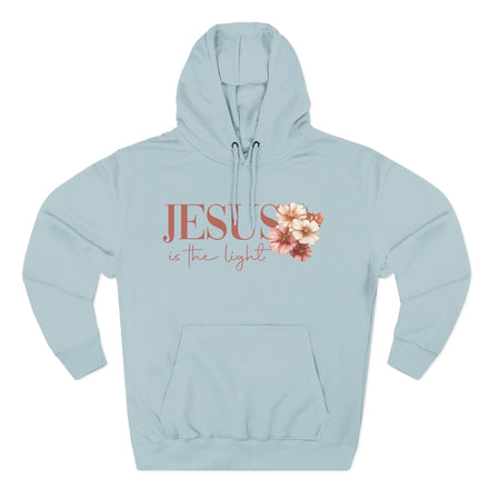 Jesus Is the Light Floral Cross Hoodie — Christian Faith Graphic Hoodie