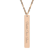 Engraved Vertical Bar Necklace — Faith Over Fear Message Pendant