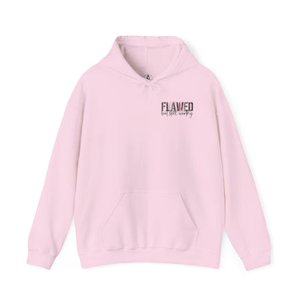 Flawed But Still Worthy Hoodie — Inspirational Women's Graphic Hoodie