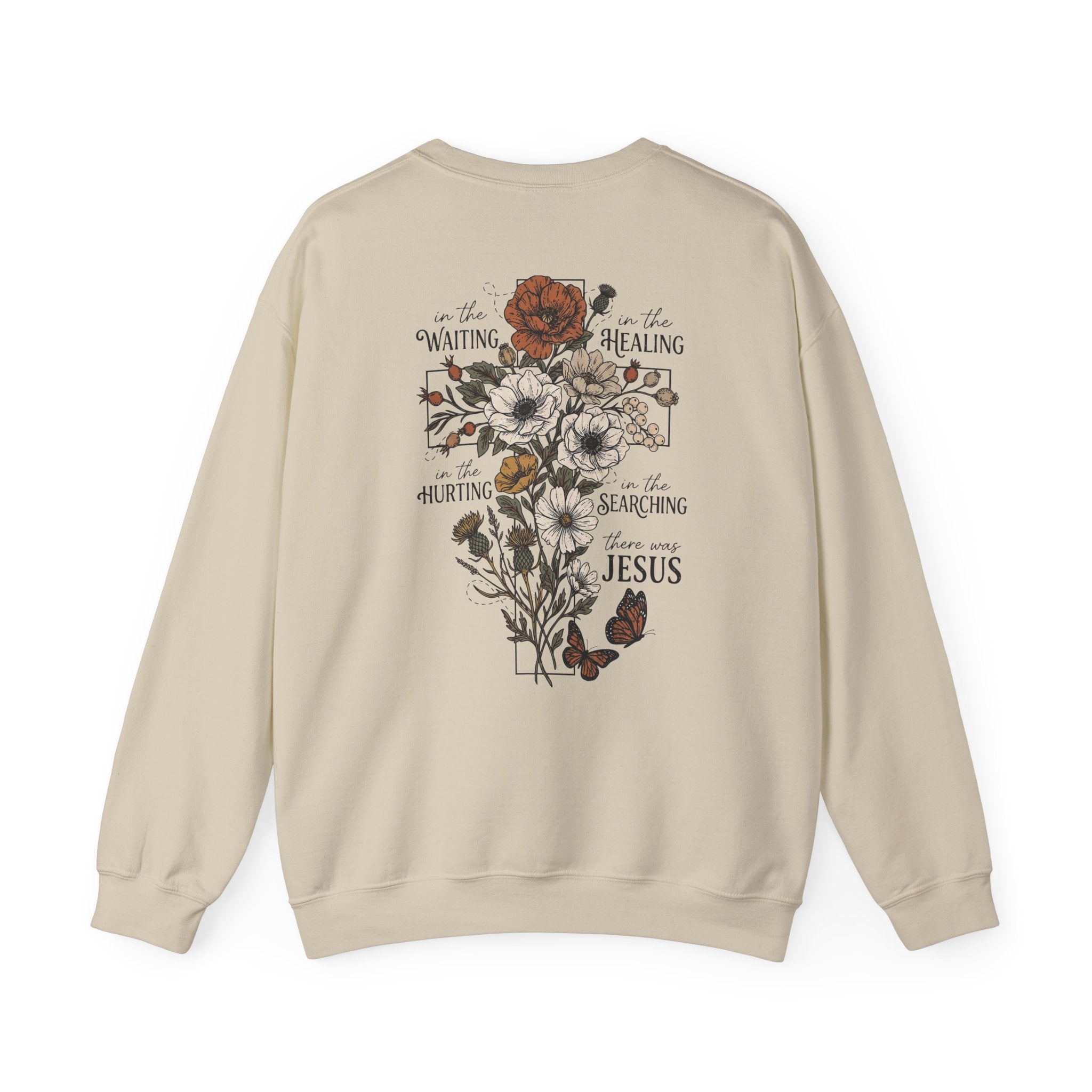 Religious Floral Cross - Inspirational Heavy Blend™ Crewneck Sweatshirt