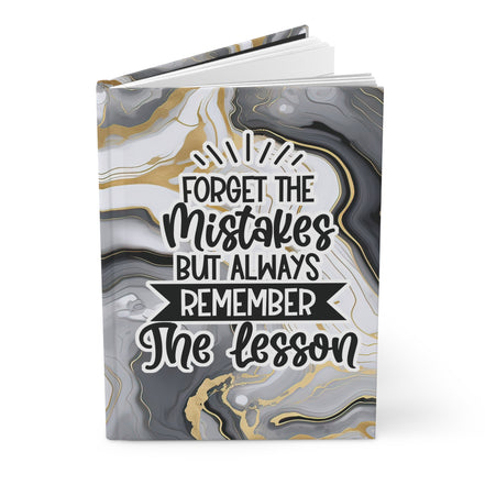 Hardcover Journal — "Forget the Mistakes, Remember the Lesson" Marble Motivational Notebook