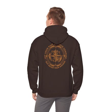 Men's Compass Rose Hoodie — "Let Your Past Be Your Compass, Not Your Anchor" Inspirational Graphic Hoodie