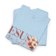 Jesus Is the Light T-Shirt — Floral Cross Christian Tee