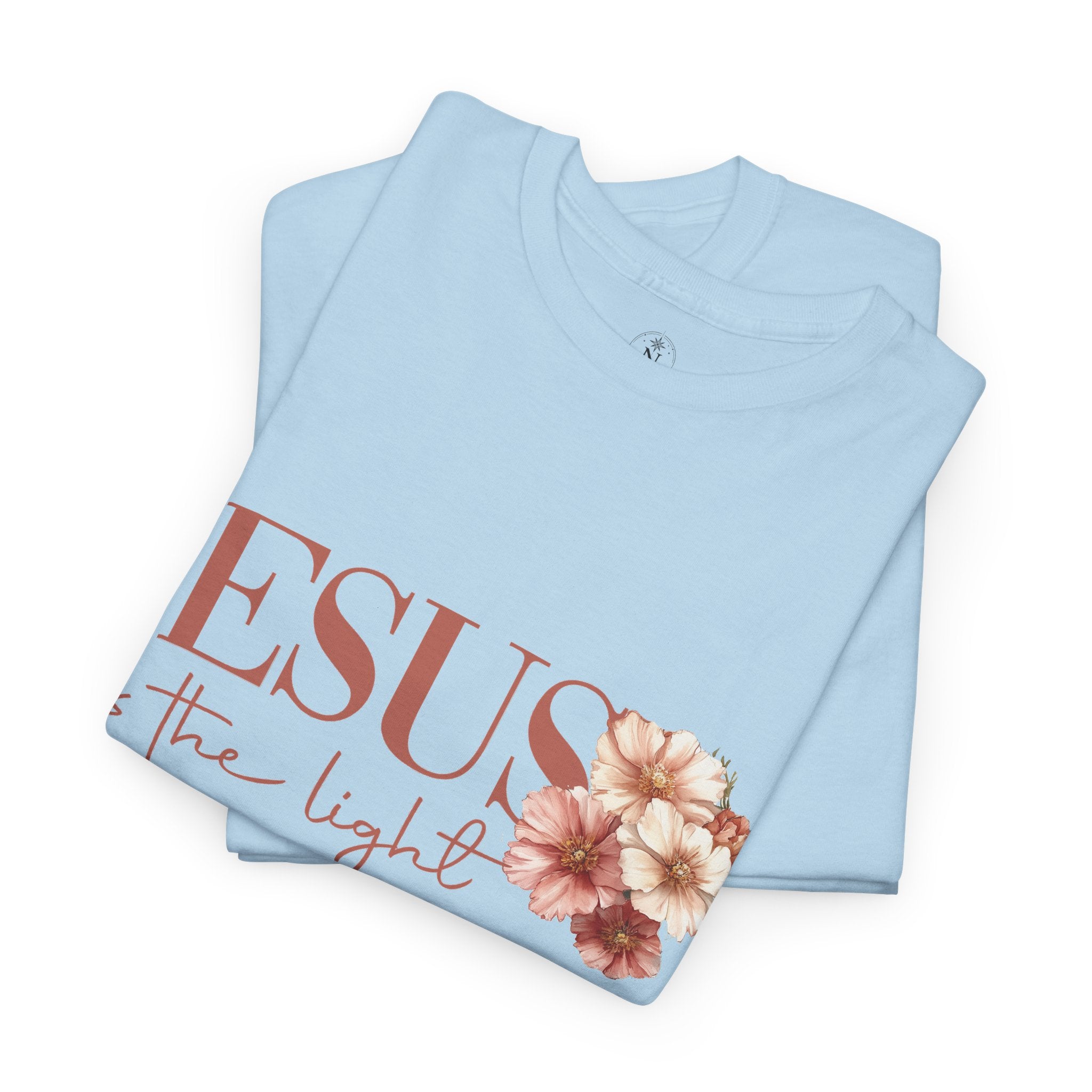 Jesus Is the Light T-Shirt — Floral Cross Christian Tee