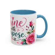 Shine With Purpose Floral Accent Coffee Mug — Inspirational 11oz Ceramic