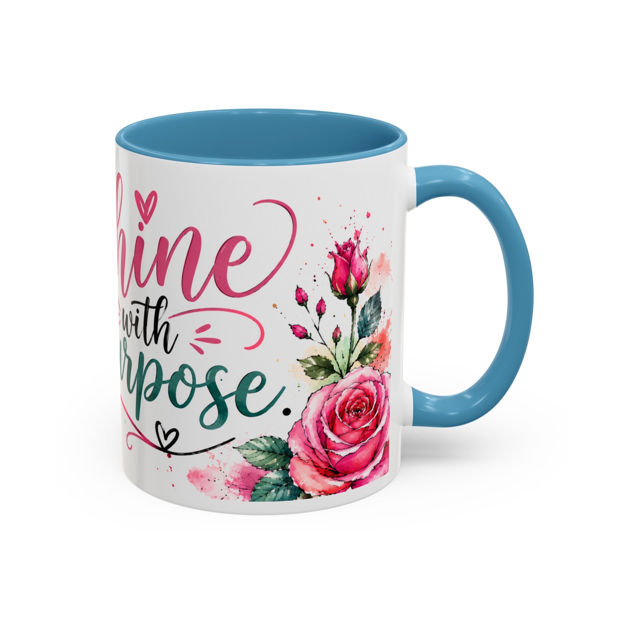Shine With Purpose Floral Accent Coffee Mug — Inspirational 11oz Ceramic