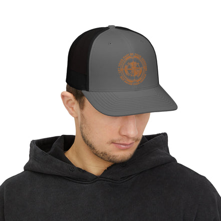 Men's Trucker Cap — Rustic Compass Adventure Logo