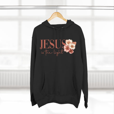 Jesus Is the Light Floral Cross Hoodie — Christian Faith Graphic Hoodie