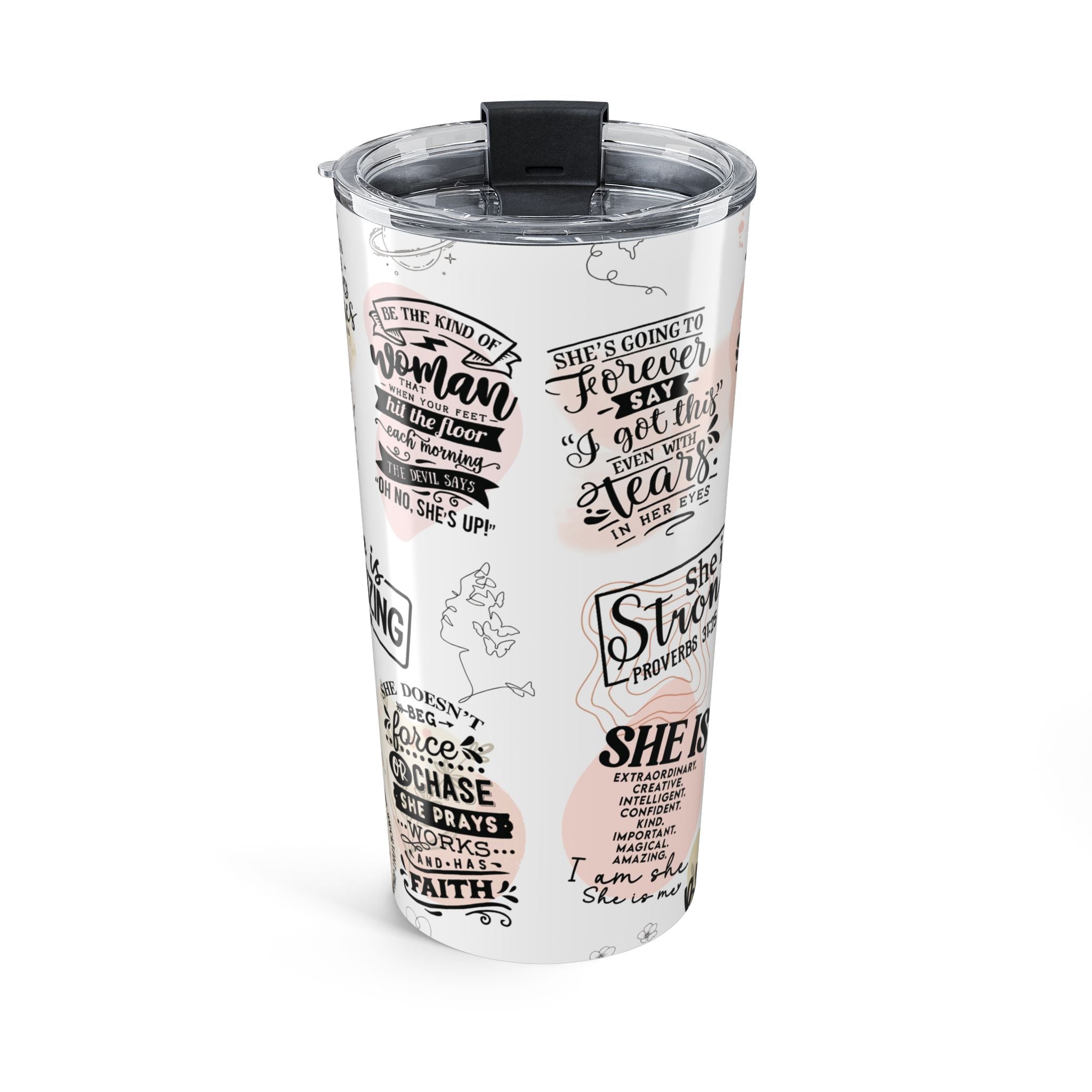 Inspirational 'She Is' 20oz Tumbler — Christian Encouragement Travel Mug
