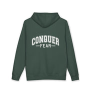 Unisex Hoodie — Conquer Fear Graphic Hooded Sweatshirt (Motivational Pullover)