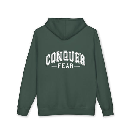 Unisex Hoodie — Conquer Fear Graphic Hooded Sweatshirt (Motivational Pullover)