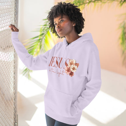 Jesus Is the Light Floral Cross Hoodie — Christian Faith Graphic Hoodie
