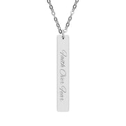 Engraved Vertical Bar Necklace — Faith Over Fear Message Pendant