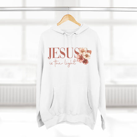 Jesus Is the Light Floral Cross Hoodie — Christian Faith Graphic Hoodie