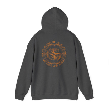 Men's Compass Rose Hoodie — "Let Your Past Be Your Compass, Not Your Anchor" Inspirational Graphic Hoodie