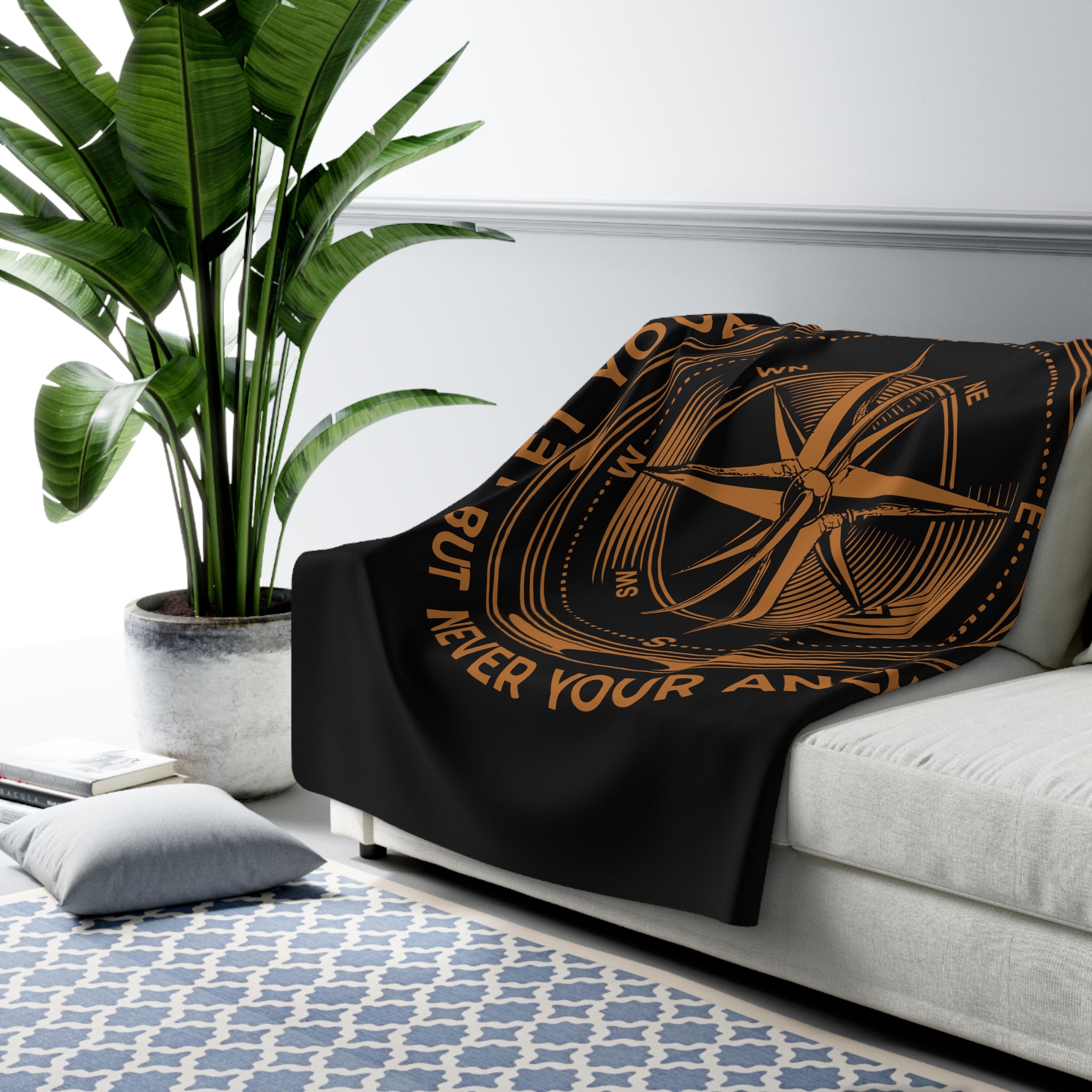 Men's Compass Inspirational Sherpa Blanket — 