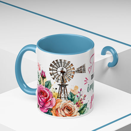 "Faith Makes the Impossible Possible" Coffee Mug — Floral Cross Inspirational Christian 110z