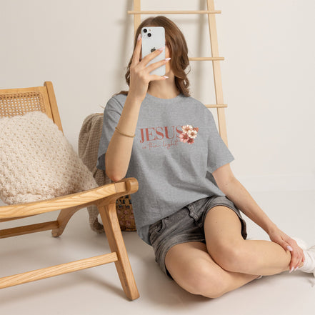 Jesus Is the Light T-Shirt — Floral Cross Christian Tee