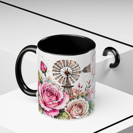 Faith Coffee Mug (11oz) — "Trust God's Timing" Floral Accent Mug