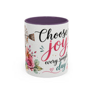 Choose Joy Floral Coffee Mug – Inspirational Pink Rose Accent Mug (11/15oz)