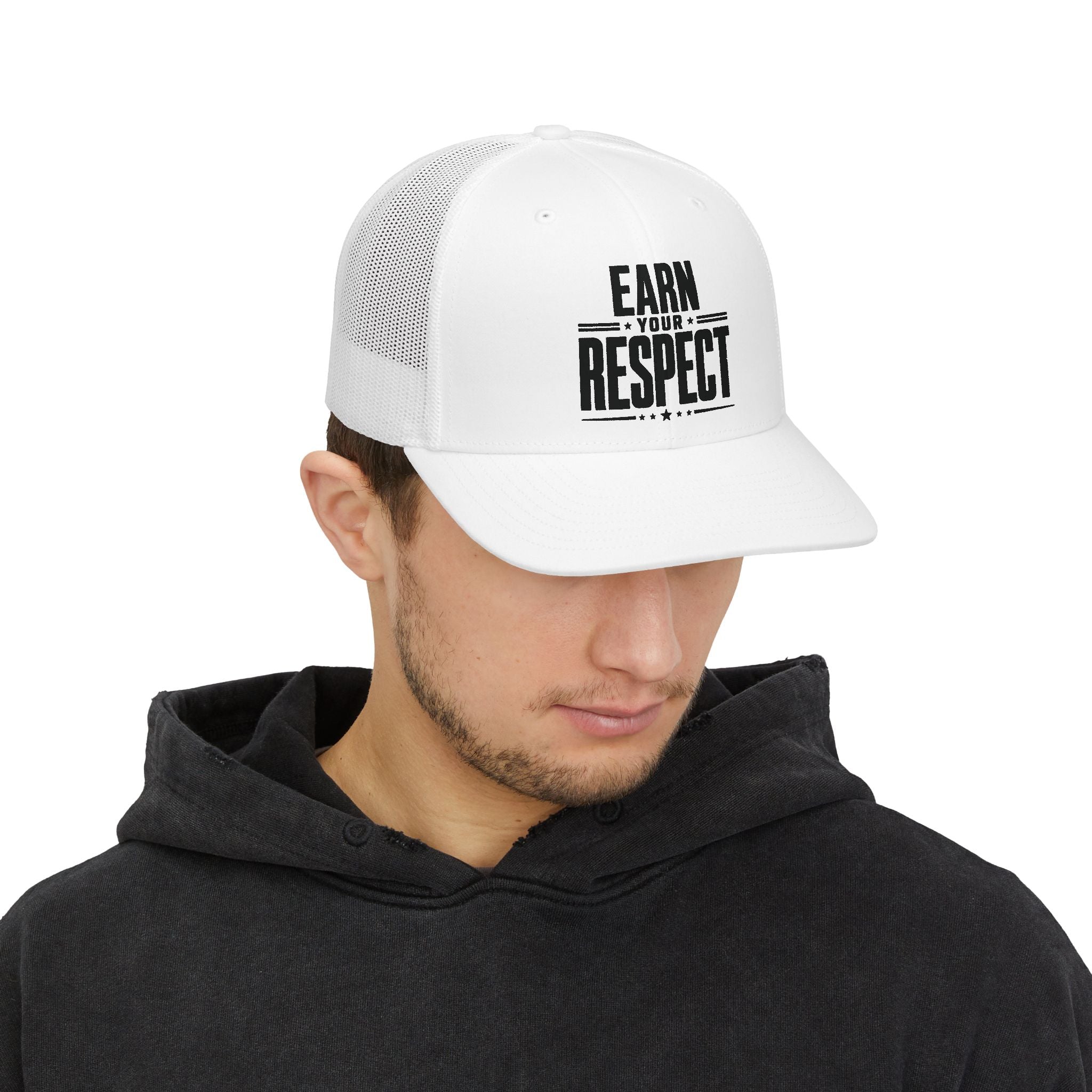 Men's Earn Your Respect Snapback Trucker Cap — Motivational Mesh Baseball Hat