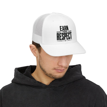 Men's Earn Your Respect Snapback Trucker Cap — Motivational Mesh Baseball Hat