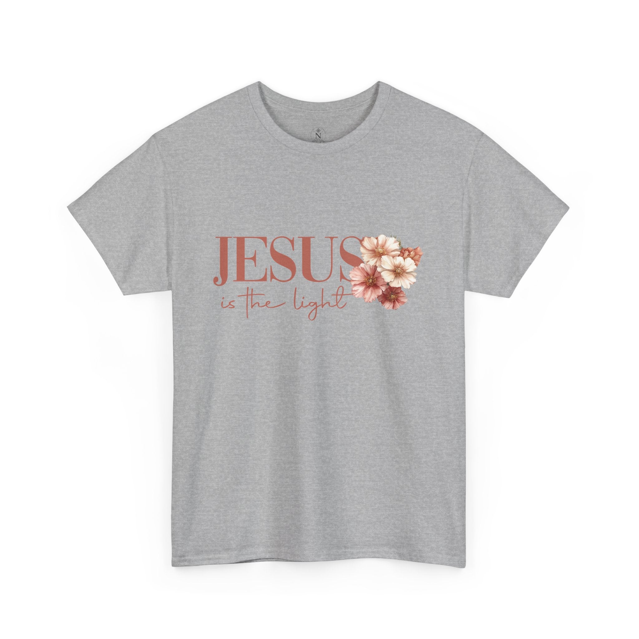 Jesus Is the Light T-Shirt — Floral Cross Christian Tee