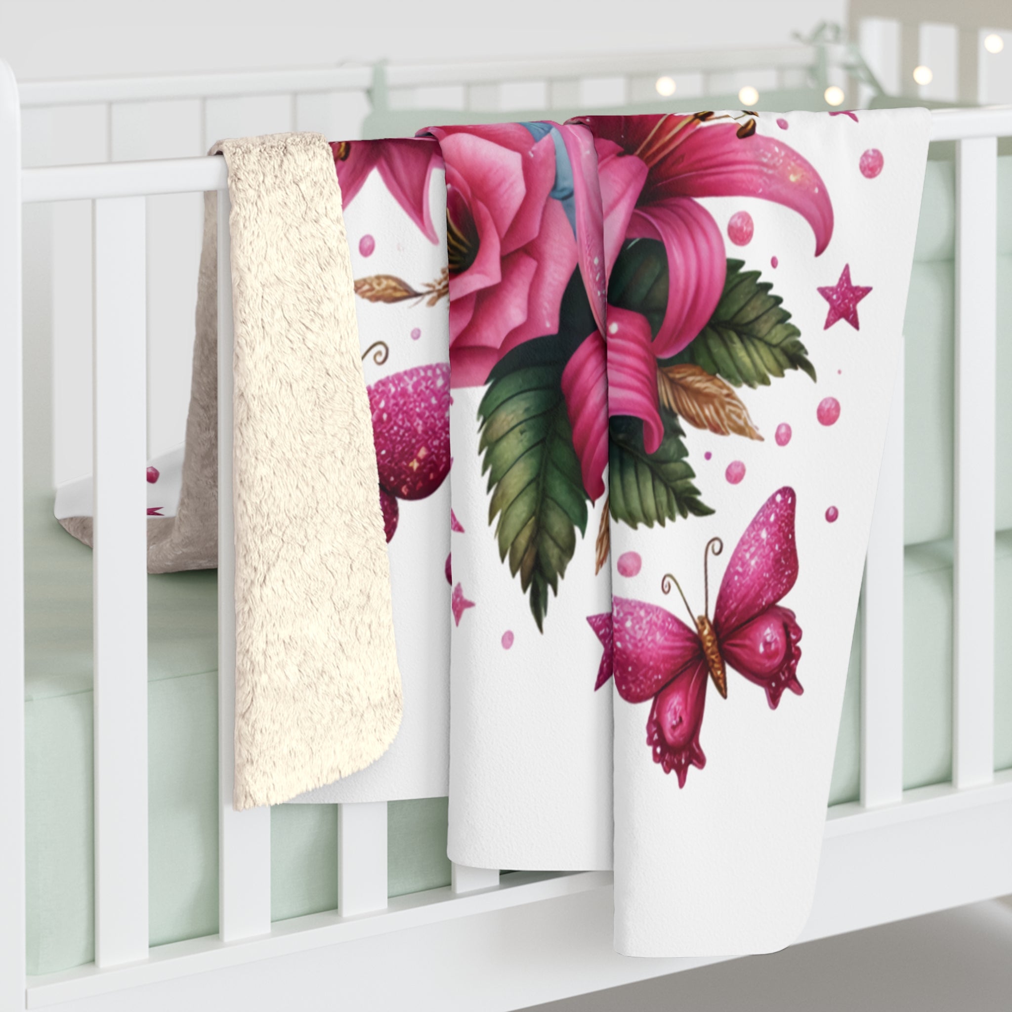 You Are Enough Sherpa Blanket — Pink Floral Inspirational Throw