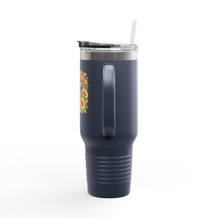 40oz Insulated Travel Mug — 'Choose Joy' Sunflower Design