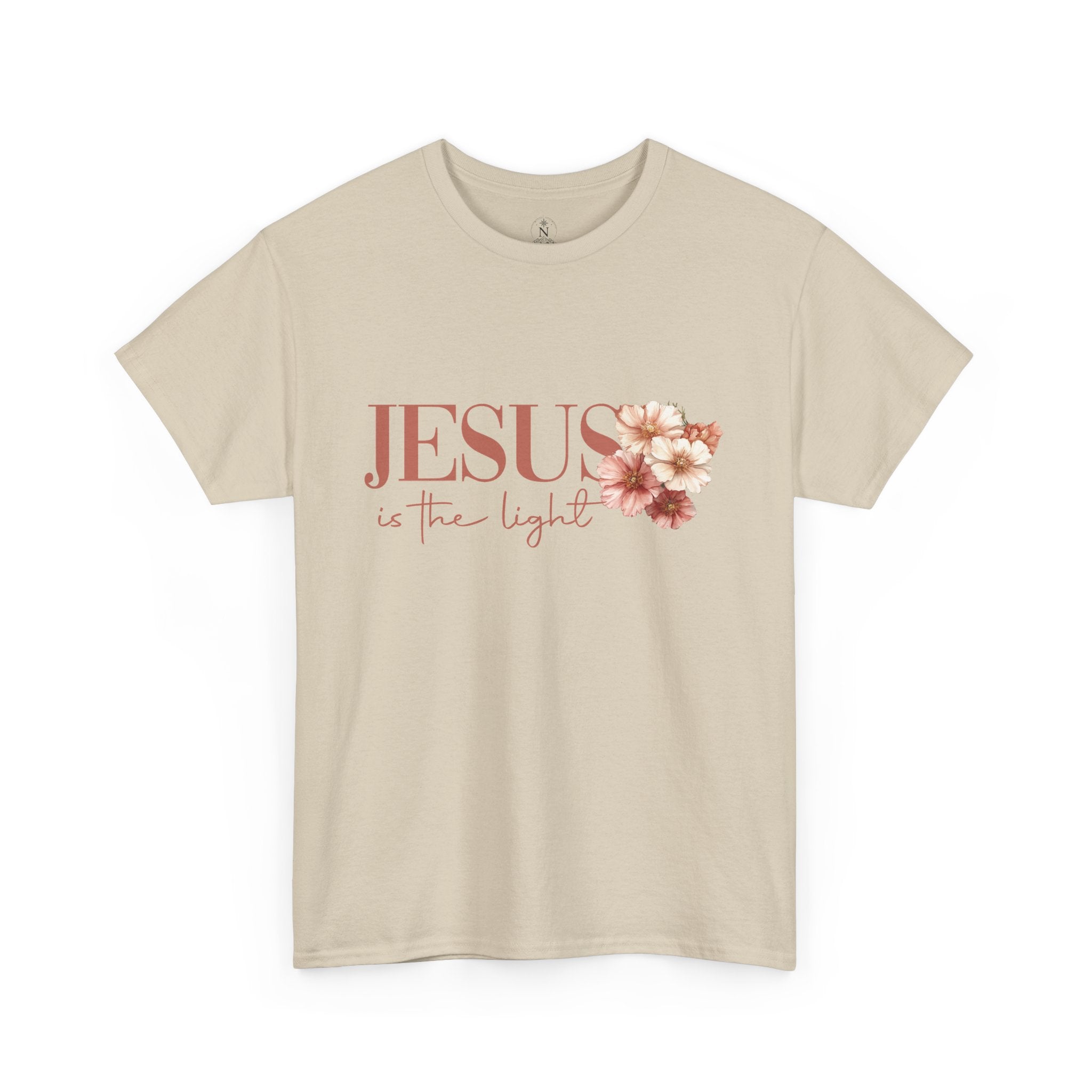 Jesus Is the Light T-Shirt — Floral Cross Christian Tee