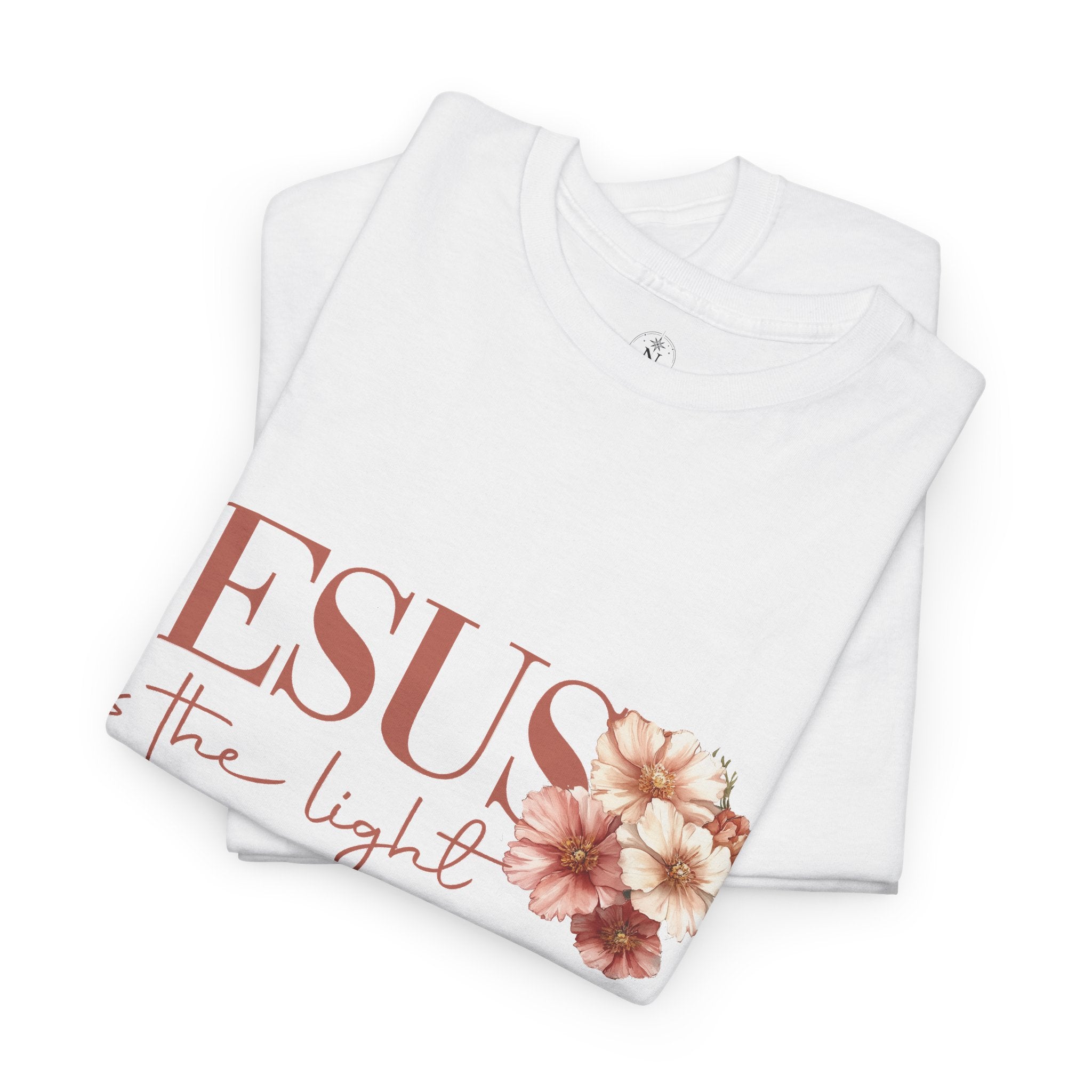 Jesus Is the Light T-Shirt — Floral Cross Christian Tee