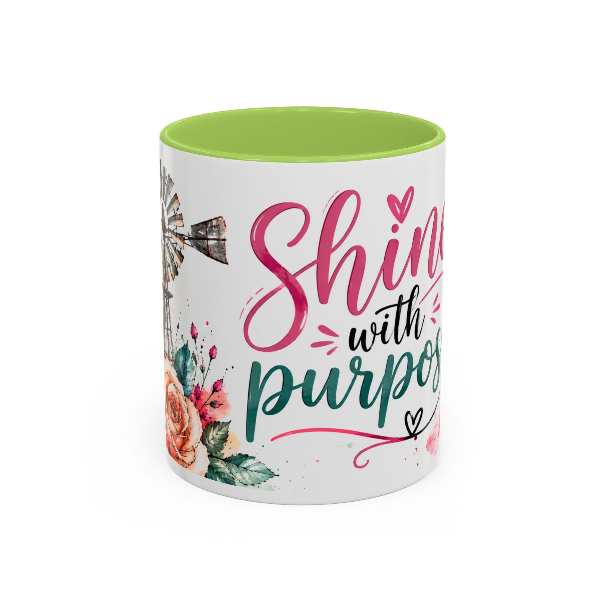 Shine With Purpose Floral Accent Coffee Mug — Inspirational 11oz Ceramic