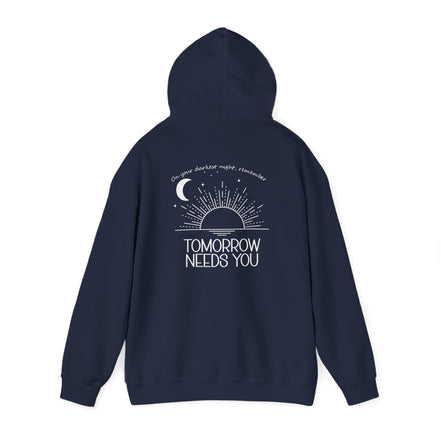 Hoodie - "Tomorrow Needs You" Sunrise Graphic Hoodie with Heart Motif