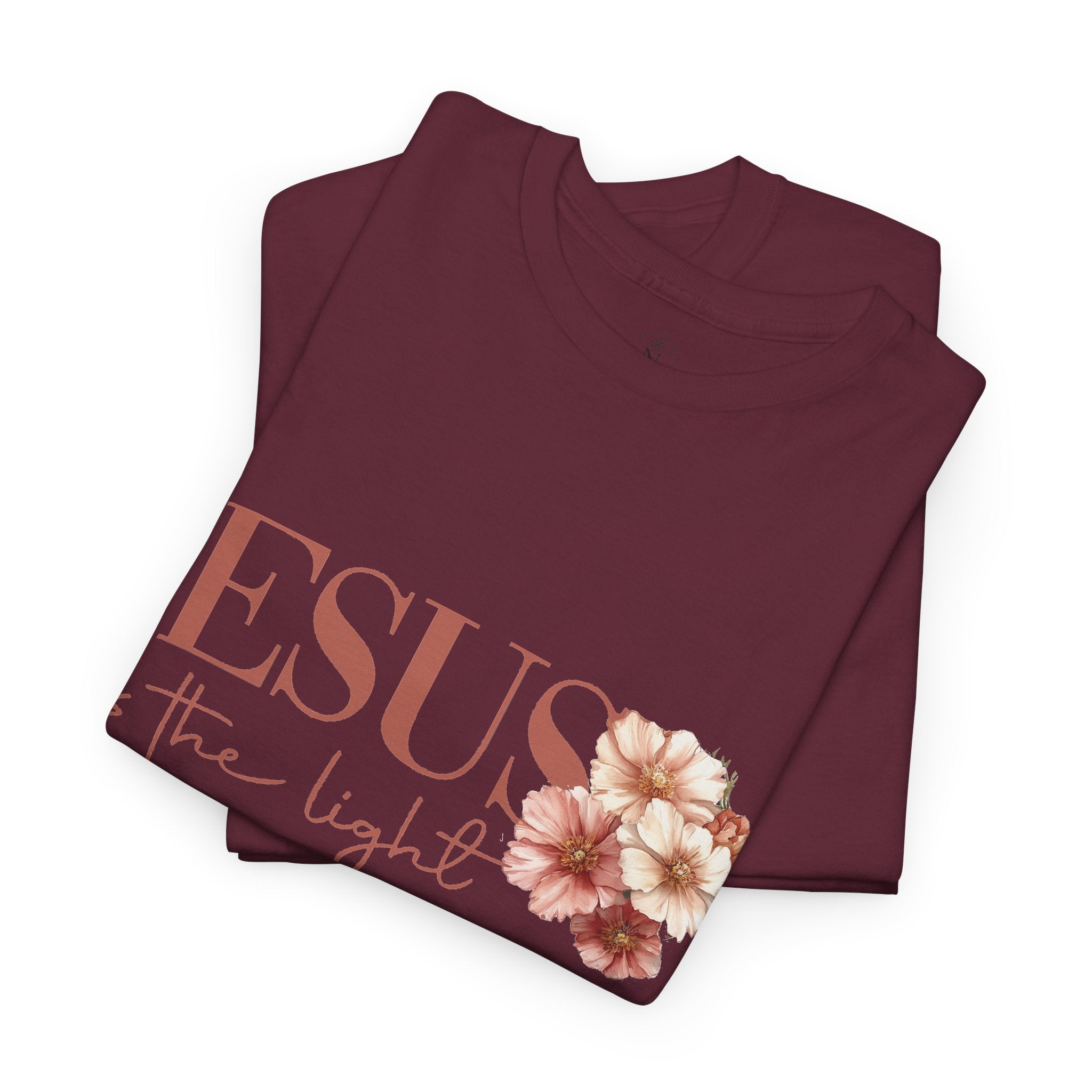 Jesus Is the Light T-Shirt — Floral Cross Christian Tee