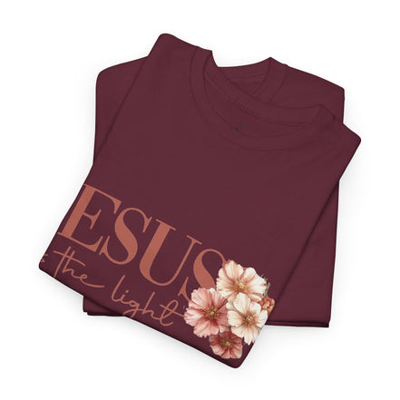 Jesus Is the Light T-Shirt — Floral Cross Christian Tee
