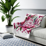 You Are Enough Sherpa Blanket — Pink Floral Inspirational Throw