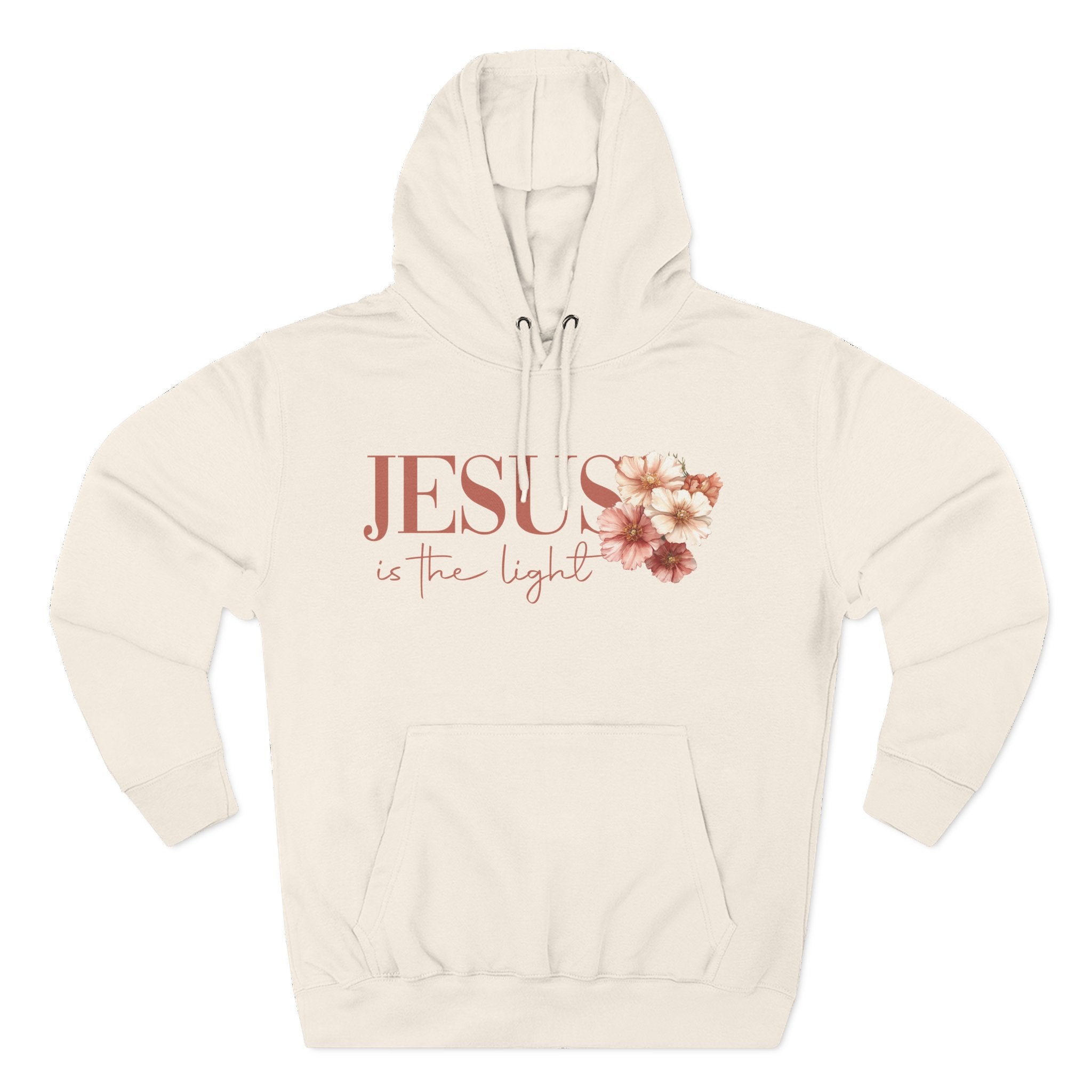 Jesus Is the Light Floral Cross Hoodie — Christian Faith Graphic Hoodie